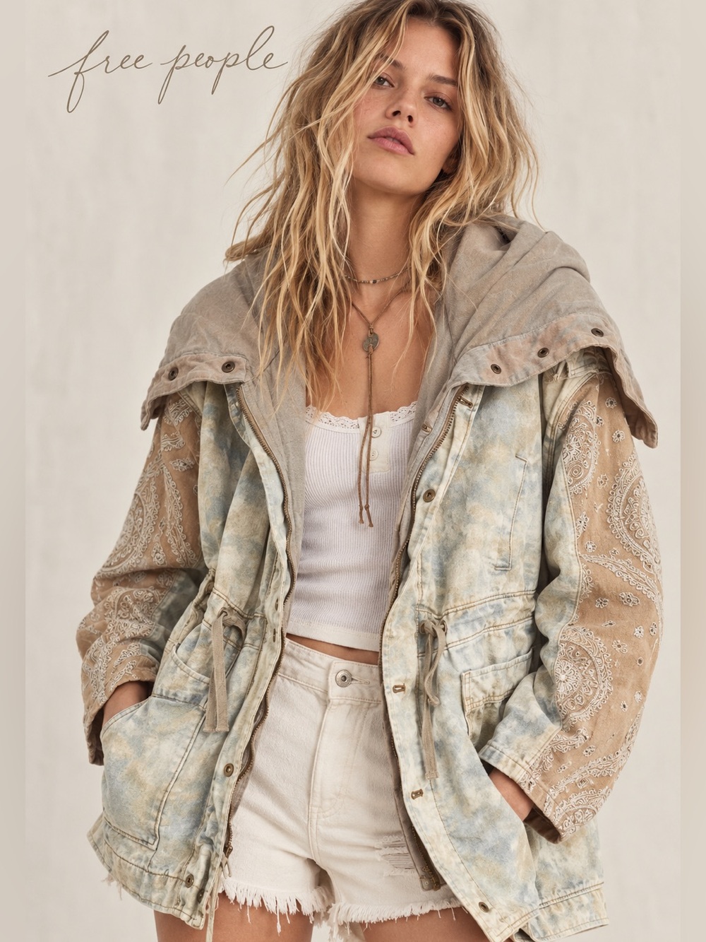 Free People We The Free Ruby Embroidered Paisley Parka Jacket S